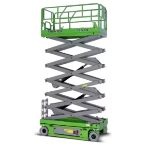 Plataforma tipo tijera FS1414E ideal para trabajos en altura de hasta 15.8 m con capacidad de 300 kg
