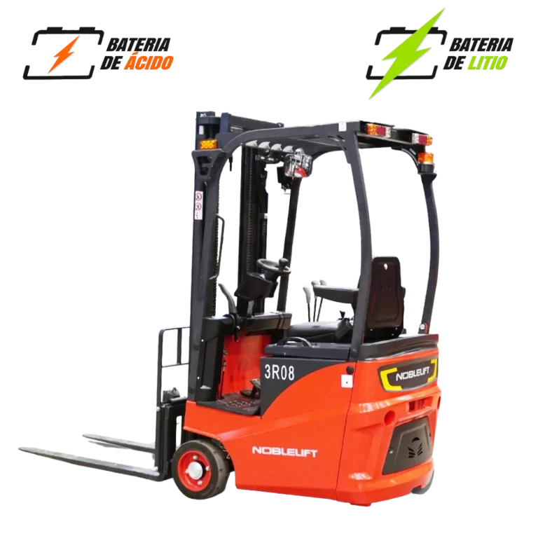 Montacargas Eléctrico FE3R08 de 800 kilos. Carretilla 3 Ruedas o Montacargas Triciclo.