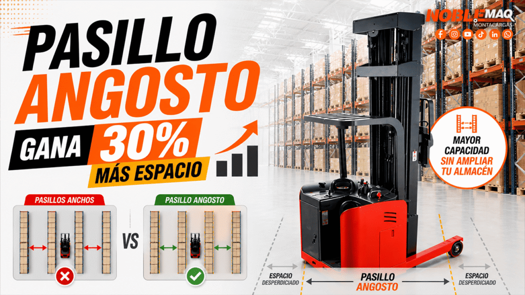 Pasillo angosto en almacén industrial Noblemaq